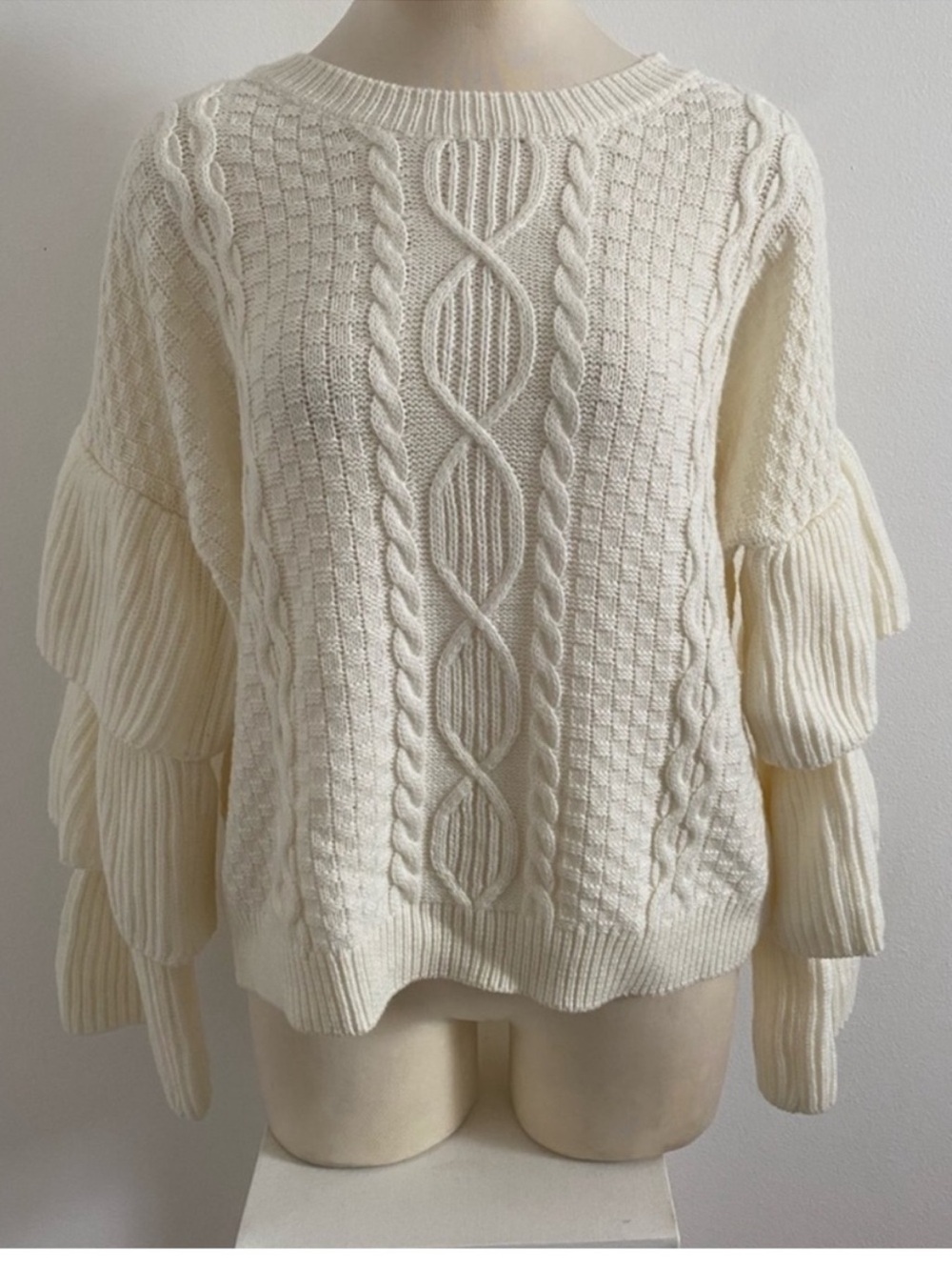Women's Cream Cable Knit Sweater